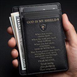 Christian Leather Card Wallet – Faith & Prayer Gift for Him