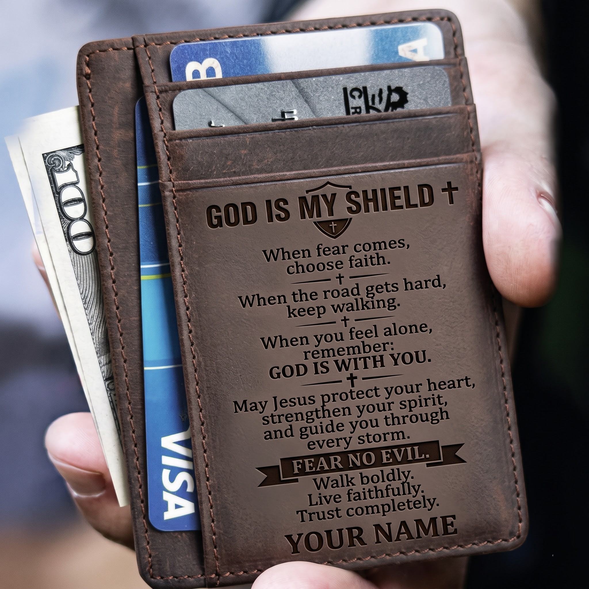 Personalized Christian Leather Wallet – Faith & Prayer Gift for Him - Image 4
