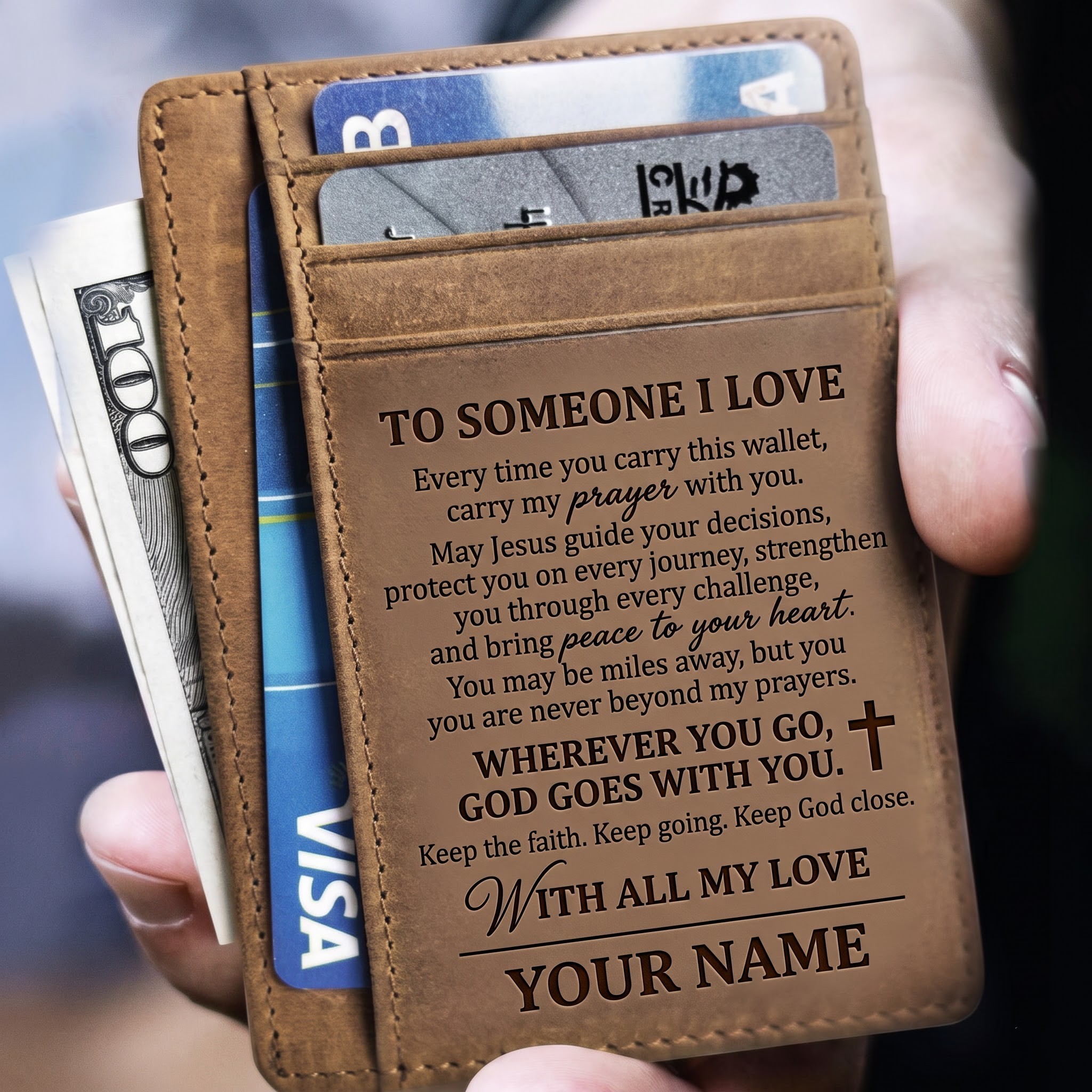 Personalized Christian Leather Wallet – Faith & Prayer Gift for Him - Image 6