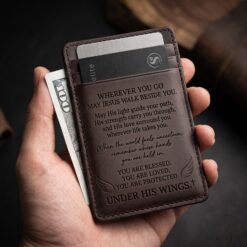 Alternative view of Christian Leather Card Wallet – Faith & Prayer Gift for Him