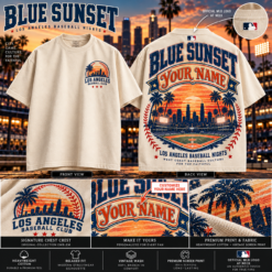 Personalized Los Angeles Baseball Fan T-Shirt – Blue Sunset Edition